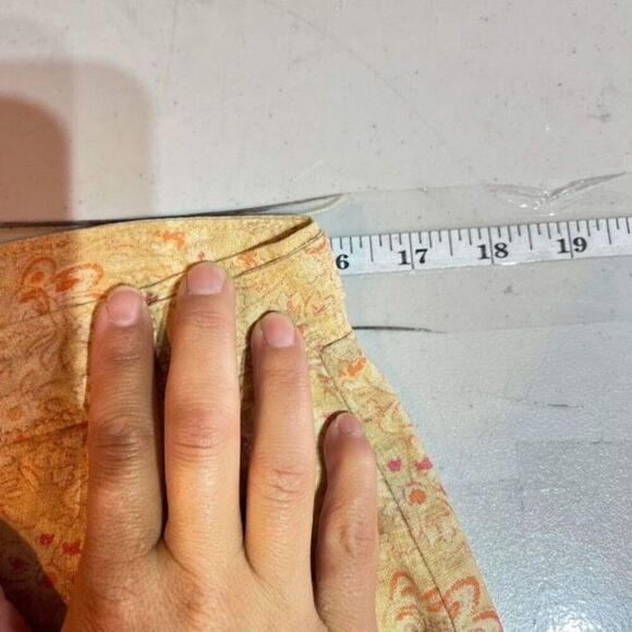 Vintage Woolrich Wicker Floral Linen Blend Crop Capri Pants Orange yellow Size 8 - Picture 10 of 12